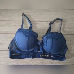 NEW Adore Me Blue Lace Trim Bra with Underwire Support 32C
